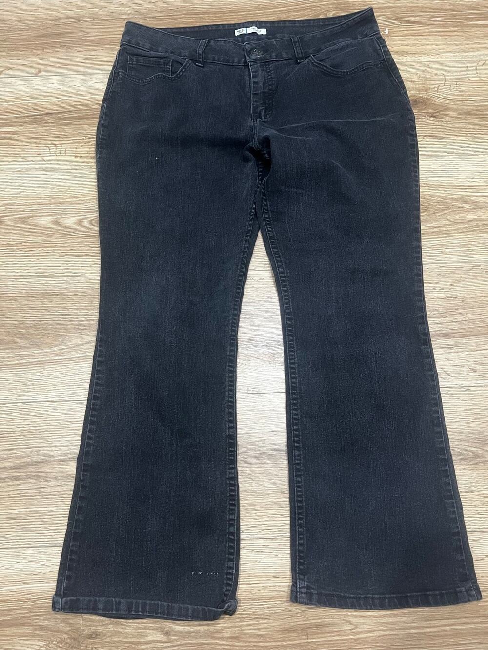 Riders by Lee Womens Jeans Size 14 Black Midrise Bootcut Cotton Blend (A90)